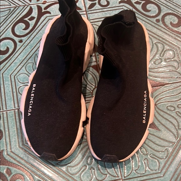 Balenciaga Black and White Sock Sneakers - Picture 1 of 5